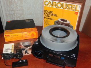 Vintage Kodak 760h Carousel Slide Projector W/ Remote & 80 Tray