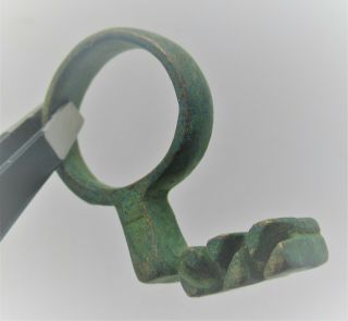 European Finds Ancient Roman Bronze Key Ring Circa 200 - 300ad