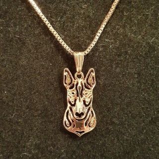 English Bull Terrier Dog Pendant With 18 " Rose Gold Necklace Gift Bag