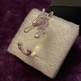 English Bull Terrier Dress Ring Silver Colour Adjustable Great Gift