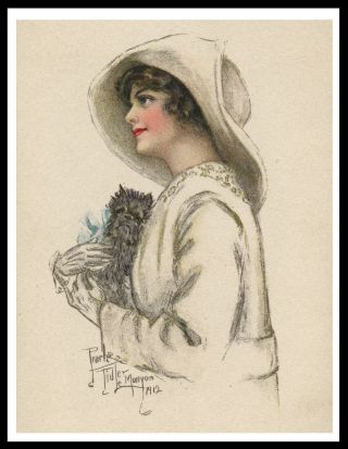 Affenpinscher And Lady Lovely Vintage Style Dog Art Print Poster