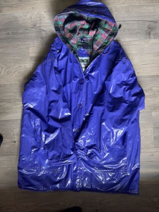 Vtg Wippette Shiny Purple Pvc Vinyl Raincoat Hood Shiny Pvc Rain Jacket Slicker