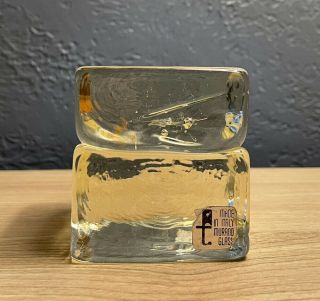 Vintage Mcm Murano Fratelli Toso Art Glass Italian Paperweight Cube Mid Century