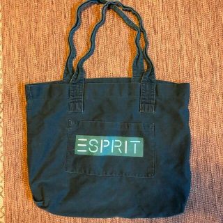 Vintage Esprit Canvas Logo Tote Bag Dark Green W/ White & Green Lettering 80 