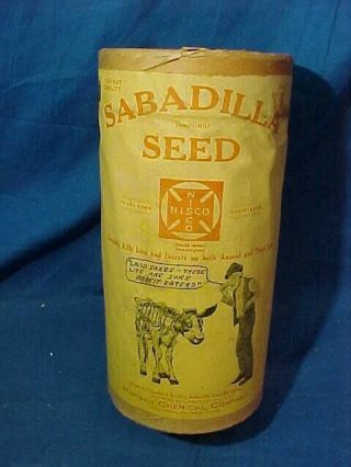 Early 20thc Veterinary Sabadilla Seed Natural Lice Powder Advertising Tin
