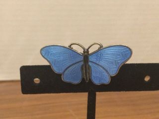 Vintage David Andersen 925 Sterling Silver Blue Butterfly Pin Brooch C61