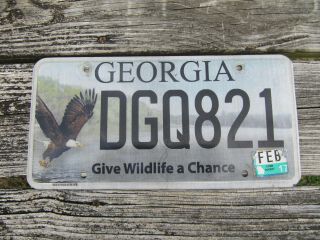 Georgia Bald Eagle License Plate American Flag Dgq 821 Give Wildlife A Chance Ga