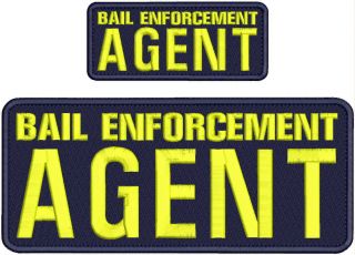 Bail Enforcement Agent Embroidery Patch 4x10 And 2x5 Hook On Back Navy/yellow