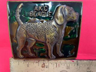 A.  K.  C.  Beagle Vintage Metal Brass Belt Buckle American Kennel Club Mbci