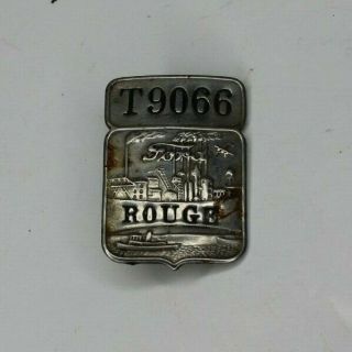 Ford Motor Company " Rouge " Plant Employee Pin Back Badge T 9066 Antique Vintage