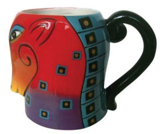 Laurel Burch Mug Cup Squares Horse Pony Figure Coffee Tea 16 Oz Red Purple