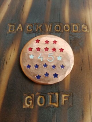 " 45 " Hand Stamped Copper Golf Ball Marker 1.  25 " Diameter