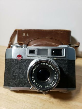 Pax M4 Vintage 35mm Rangefinder Film Camera With 45mm 1:2.  8 And Case -