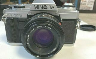 Old Vintage Minolta X - 370 35mm Film Camera With 50mm 1.  7 Minolta Lens And Case