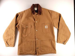Vintage Carhartt Blanket Lined Chore Jacket - Size 42 Made In Usa Coat Brown