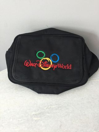 Walt Disney World Parks Black Embroidered Fanny Pack Adjustable Hip Bag