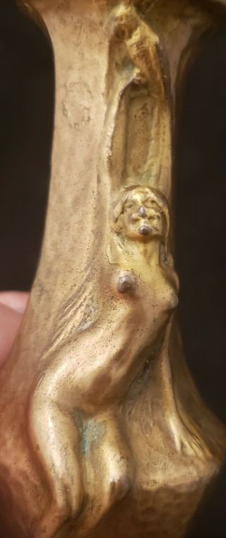 Bronze Art Deco Sculpture Nude Woman Vase Stamped W B.  Mfg.  Co.  307