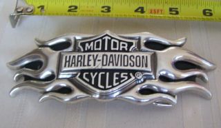 Harley Davidson Silver Black Flaming Bar & Shield Belt Buckle 2004 Hd Large 6 "