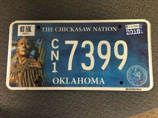 Chickasaw Nation Oklahoma Tribal License Plate Indian Tag Ok