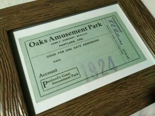 Rare 1924 Vintage Oaks Amusement Park Ticket Portland Or Oregon