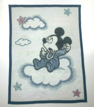 Vtg.  Biederlack Of America Blanket Disney Baby Mickey Mouse - Usa 35x27