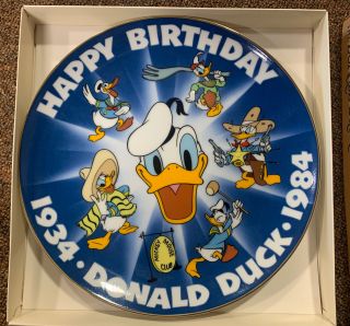 Disney Plate - Donald Duck 50th Birthday Celebration Plate - Wdp - 1934 - 1984
