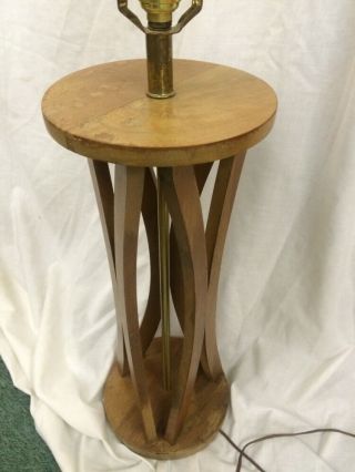 Vintage Danish Mid Century Modern Teak Wood metal Art Table Lamp Eames Era retro 2