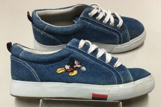 Disney Mickey Mouse Embroidered Denim Sneakers Shoes Size Women 