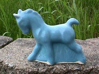 Fredericksburg Art Pottery Small Blue Horse Planter - F