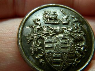 Post Medieval / Vintage Pictorial Button Coat Of Arms ? Metal Detecting Detector