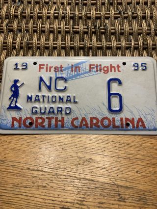 1995 North Carolina Nc National Guard License Plate Tag 6 First In Flight