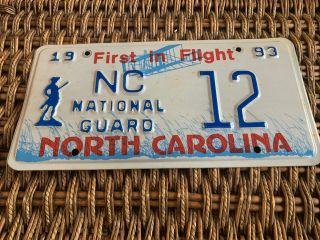 1993 North Carolina Nc National Guard License Plate Tag 12 First In Flight