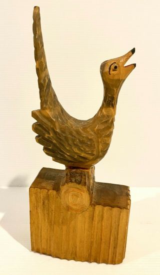 Vintage Ukraine Hand Carved Wooden Bird Folk Art Made 1976 Russian Sticker Ussr