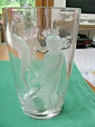 Vintage Art Glass Vase - Changing Seasons By Verlys Of America - Carl Schmitz 1940