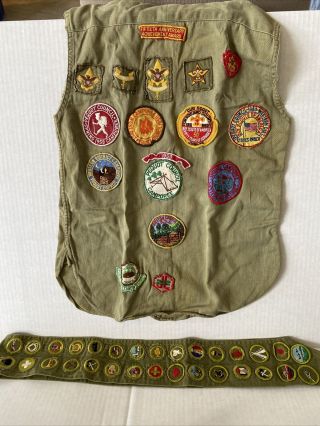 Vintage Boy Scout Sash & Vest With Merit Badges