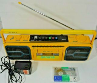 Vintage 80s Sony Sport CFS - 950 Boombox Cassette AM/FM Radio,  Bonus Tape 2