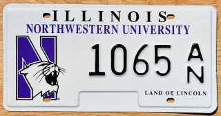 1997 - 2003 Illinois - Northwestern University License Plate - Wildcat Logo