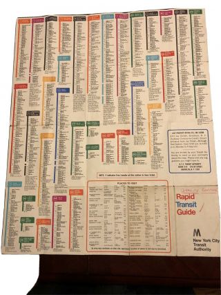 Vintage 1968 York Subway Map M Rapid Transit System Guide Myrtle Avenue El