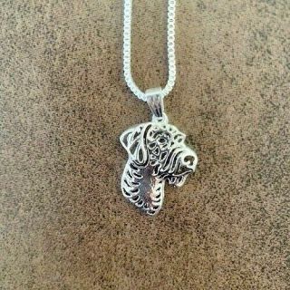 German Wirehaired Pointer Pendant With 18 " Silver Necklace Gift Bag