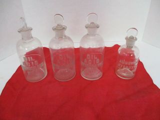 4 Antique Whitall Tatum Glass Apothecary Bottles W/ Stoppers Lab Pharmacy Acid