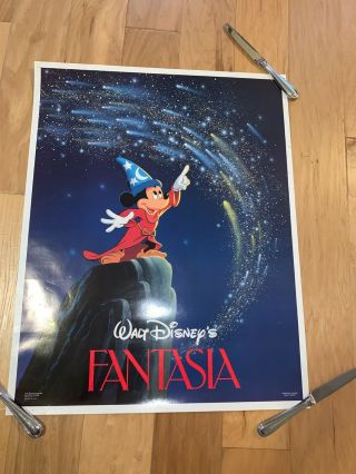 1986 Walt Disney Fantasia Mickey Mouse Poster 28x22 One Stop California Wd - 11