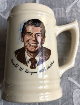 Vintage Ronald Reagan 40th President Large Ceramic Mug Stein Tall