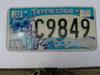 2001 Tennessee License Plate C 9849 ARTS Saxophone Cat Vintage as5161 3
