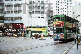 35mm Slide Hong Kong Double Decker Tram Strassenbahn 20 1981