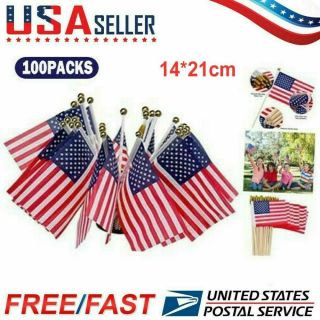 100 Pack Small American Flags Small Us Flags/mini American Flag On Stick 5x8 In