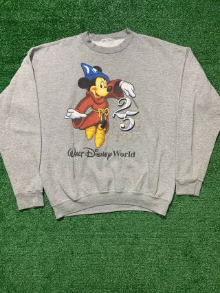 Vintage 90s Mickey Mouse Walt Disney World 25th Anniversary Sweatshirt Size Xl