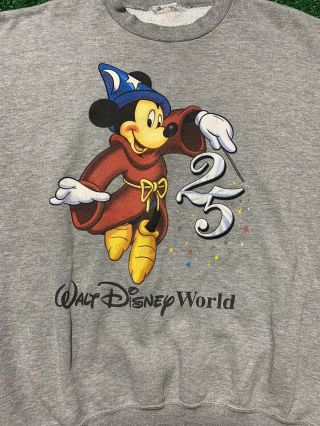 vintage 90s Mickey Mouse Walt Disney World 25th Anniversary Sweatshirt Size XL 2