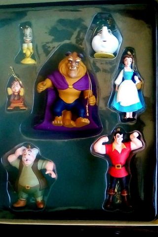Disney Storybook Christmas Ornament Set - Beauty And The Beast 7 Ornament Book Set