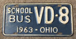 Ohio 1963 School Bus License Plate Vd - 8