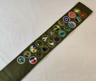 Vintage 1960s Boy Scout Sash 21 Merit Badges Bsa